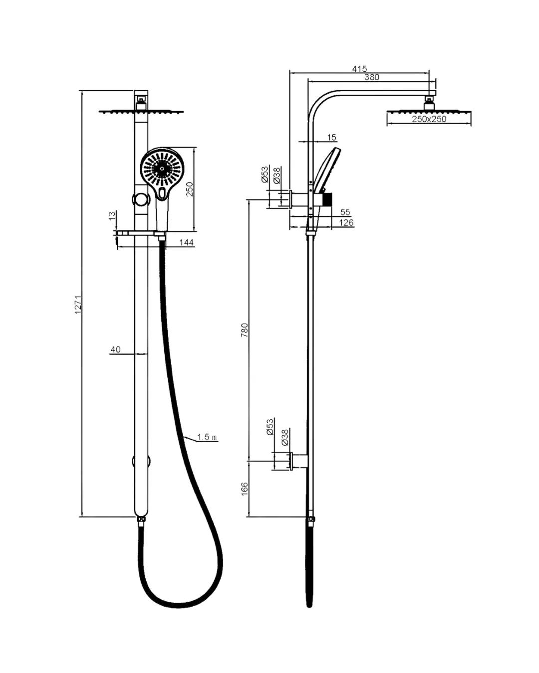 Elara Shower spec drawing thumbnail
